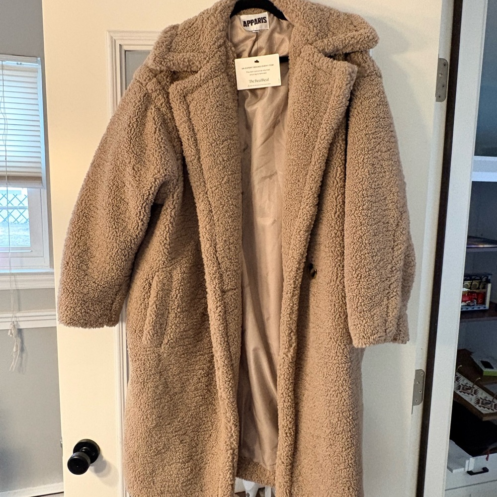 Apparis Cozy Tan Teddy Overcoat Jacket - Picture 2 of 3